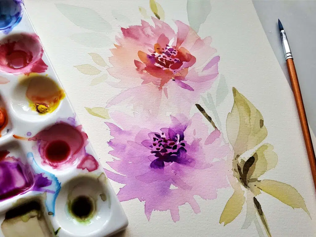 watercolor flower art style