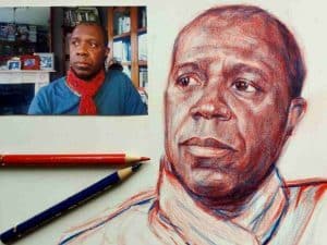 colored pencil portrait of a mans face