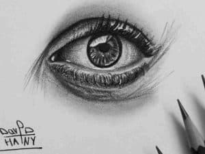 pencil drawing of an eye