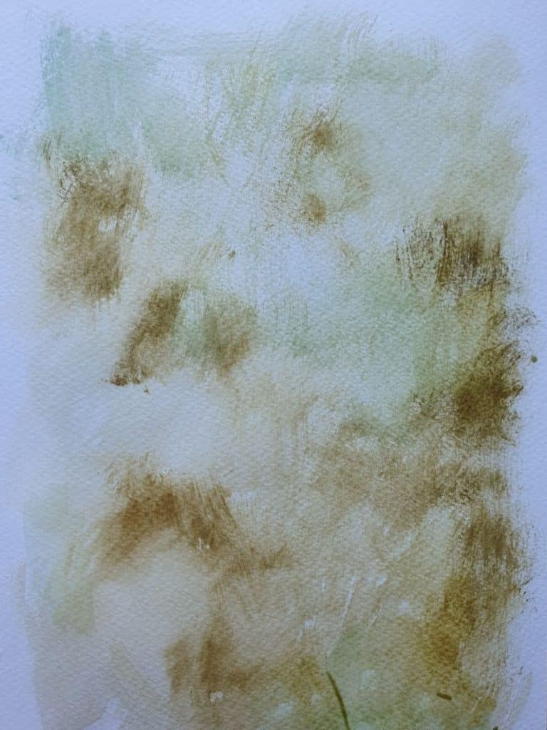 dry brush brown and green watercolor painted background