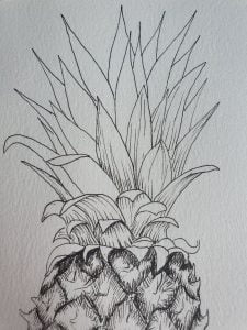 Unfinished Pen Drawing of a Pineapple