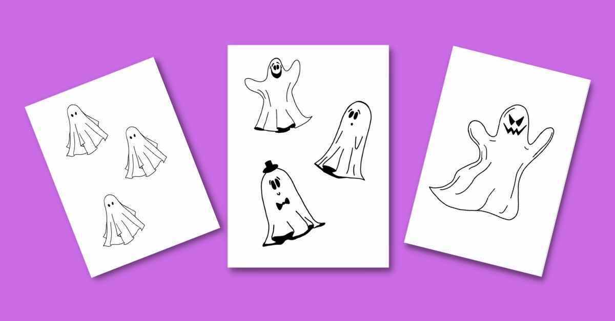 ghost cut out templates on a purple background