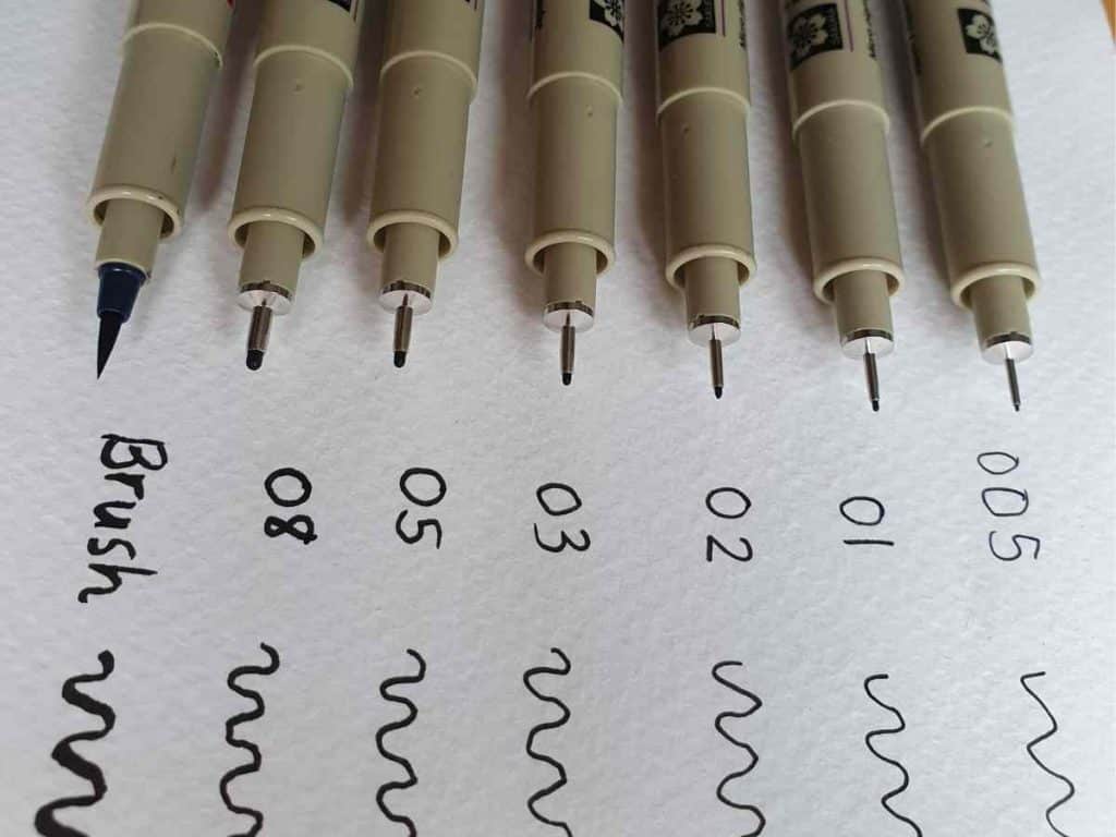 micron pen nib chart