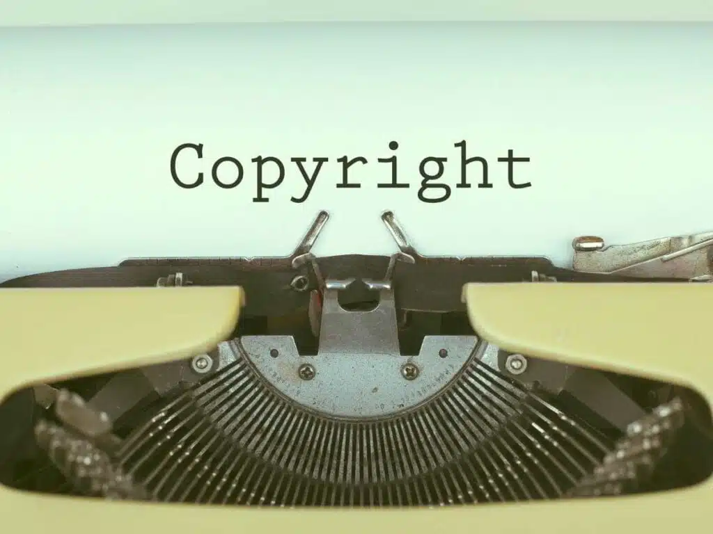 copyright word on a typewriter page