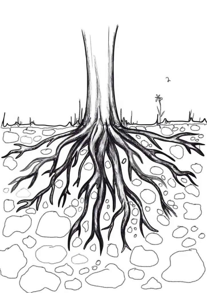 step 10 draw tree roots