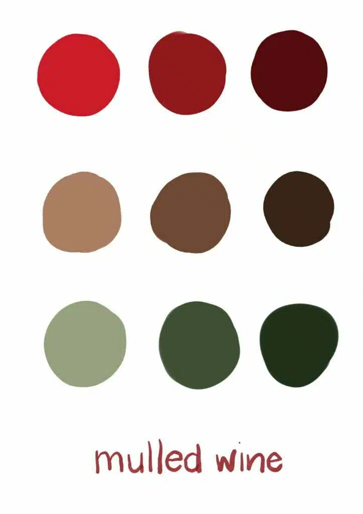 Mulled Wine Christmas color palette for Procreate